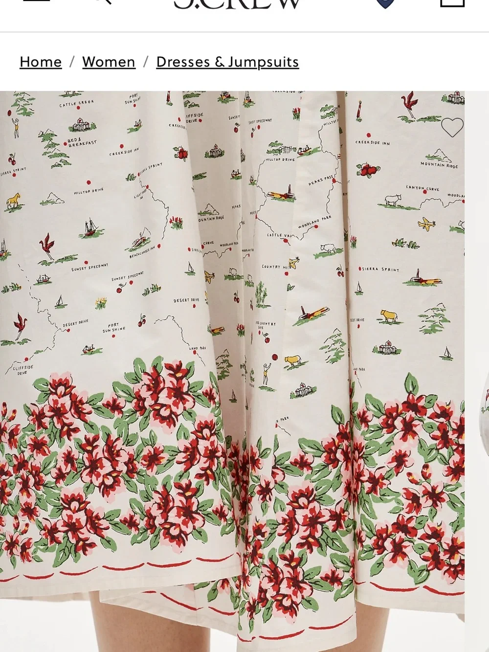 J. Crew V-neck dress in map print